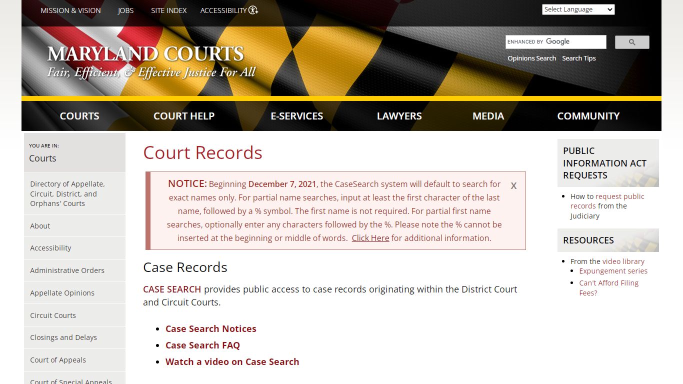 Court Records | Maryland Courts